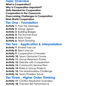 Cooperation Activities Worksheet Activity Booklet