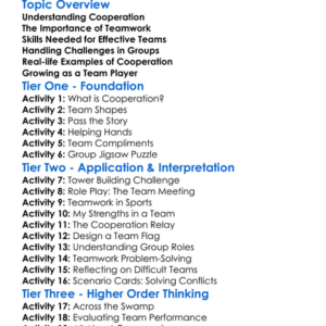 Cooperation And Teamwork Worksheet Activity Booklet