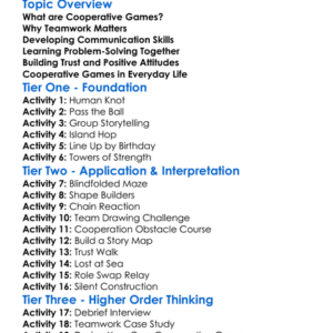 Cooperative Games And Teamwork Worksheet Activity Booklet