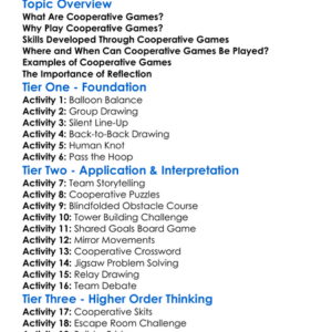 Cooperative Games Worksheet Activity Booklet