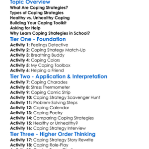 Coping Strategies Worksheet Activity Booklet