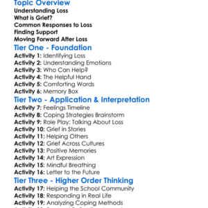 Coping With Loss And Grief Worksheet Activity Booklet