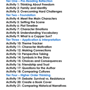 Copper Sun Sharon M Draper Worksheet Activity Booklet