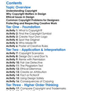 Copyright And Ethical Issues In Design Worksheet Activity Booklet