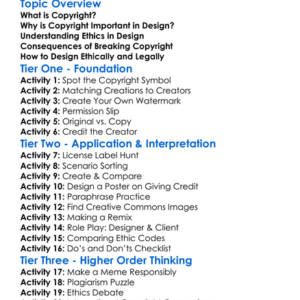 Copyright And Ethics In Design Worksheet Activity Booklet