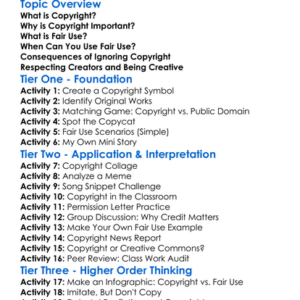 Copyright And Fair Use Worksheet Activity Booklet