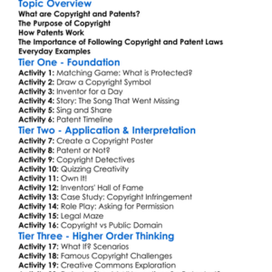 Copyright And Patents Worksheet Activity Booklet