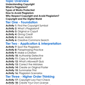 Copyright And Plagiarism Worksheet Activity Booklet