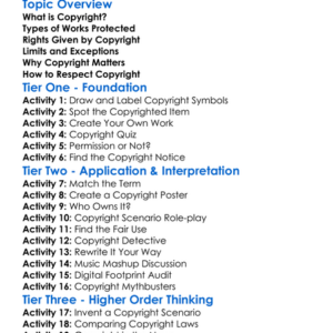Copyright Law Worksheet Activity Booklet