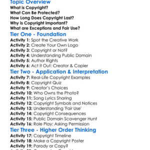 Copyright Law Worksheet Activity Booklet