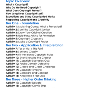 Copyright Worksheet Activity Booklet