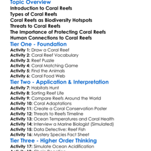 Coral Reefs And Biodiversity Worksheet Activity Booklet