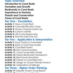 Coral Reefs And Marine Biodiversity Worksheet Activity Booklet