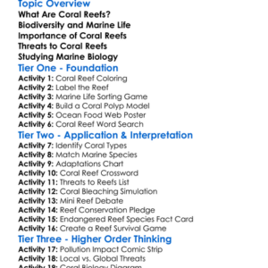Coral Reefs And Marine Biology Worksheet Activity Booklet