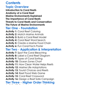 Coral Reefs And Marine Environments Worksheet Activity Booklet