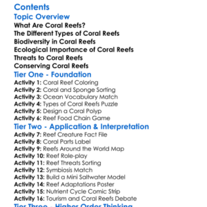 Coral Reefs And Their Ecological Importance Worksheet Activity Booklet