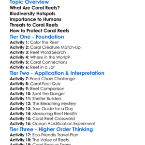 Coral Reefs And Their Importance Worksheet Activity Booklet