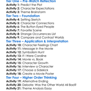 Coraline Worksheet Activity Booklet