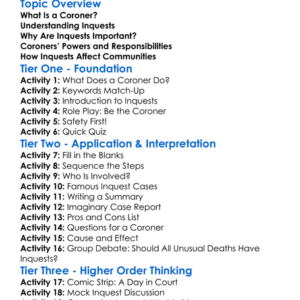 Coroners And Inquests Worksheet Activity Booklet