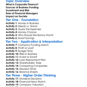 Corporate Finance Worksheet Activity Booklet