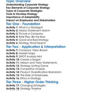 Corporate Strategy Worksheet Activity Booklet
