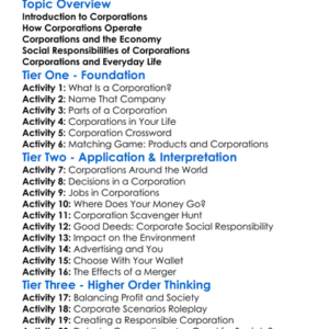 Corporations And Society Worksheet Activity Booklet