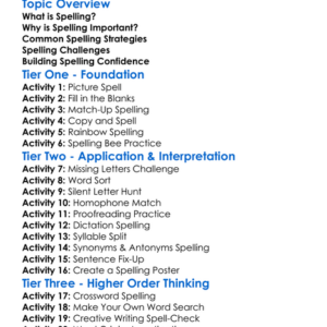 Correct Spelling Worksheet Activity Booklet