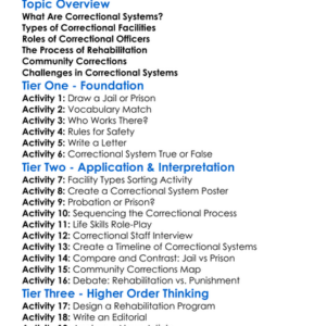 Correctional Systems Worksheet Activity Booklet