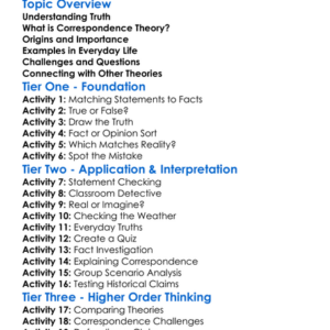 Correspondence Theory Worksheet Activity Booklet