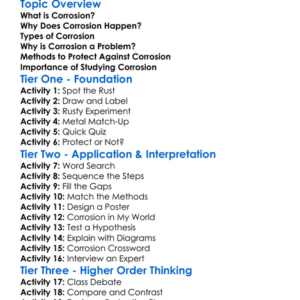 Corrosion And Protection Methods Worksheet Activity Booklet