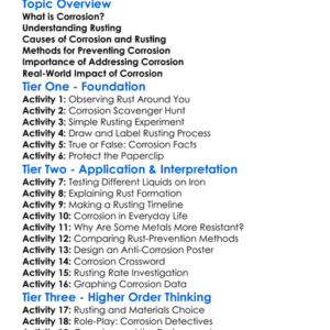 Corrosion And Rusting Worksheet Activity Booklet