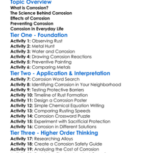 Corrosion Worksheet Activity Booklet