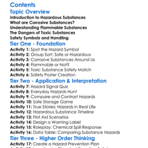 Corrosive Flammable And Toxic Substances Worksheet Activity Booklet