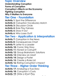 Corruption And Economic Activity Worksheet Activity Booklet