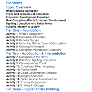 Corruption And Economic Development Worksheet Activity Booklet