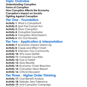 Corruption And Economic Impact Worksheet Activity Booklet