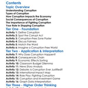 Corruption And Economic Performance Worksheet Activity Booklet