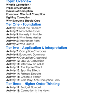 Corruption And Its Economic Effects Worksheet Activity Booklet