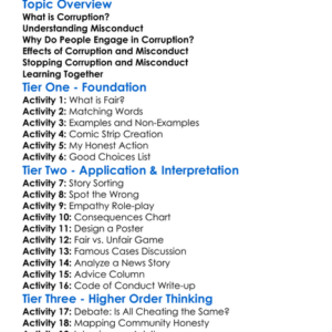 Corruption And Misconduct Worksheet Activity Booklet