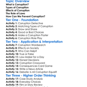 Corruption And The Law Worksheet Activity Booklet