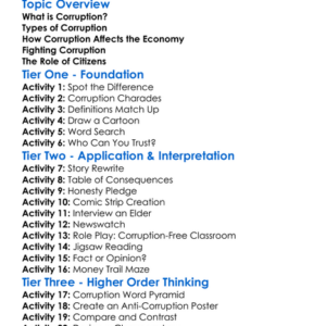 Corruption In Economics Worksheet Activity Booklet