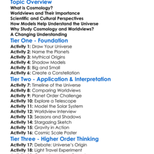 Cosmology And Worldviews Worksheet Activity Booklet