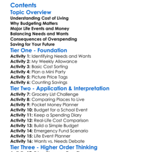 Cost Of Living And Budgeting For Life Events Worksheet Activity Booklet