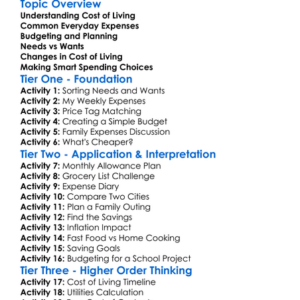 Cost Of Living And Expenses Worksheet Activity Booklet
