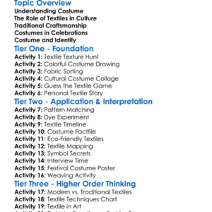Costume And Cultural Textiles Worksheet Activity Booklet