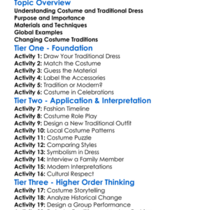 Costume And Traditional Dress Worksheet Activity Booklet