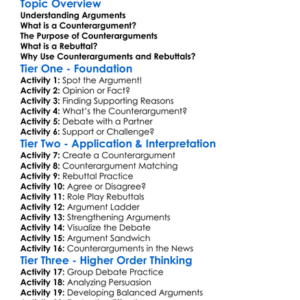 Counterarguments And Rebuttals Worksheet Activity Booklet