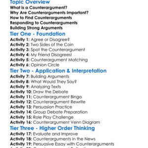Counterarguments Worksheet Activity Booklet