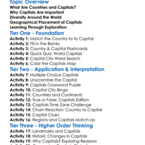 Countries And Capitals Worksheet Activity Booklet