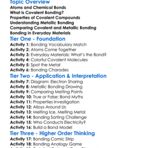 Covalent And Metallic Bonding Worksheet Activity Booklet